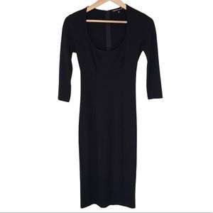 Victoria Secrets Black Bodycon 3/4 Sleeve Back Slit Dress - Size 0